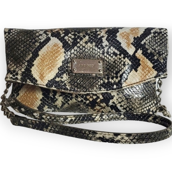 Vintage 2010 Nine West Snakeskin Print Shoulder Wristlet or Clutch Bag - Picture 1 of 7